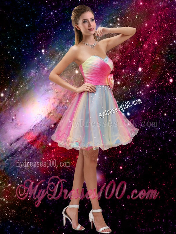 New Style A Line Hand Made Flower and Beaded Evening Dresses in Multi Color