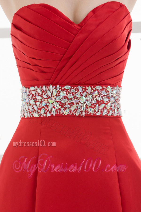 Red Mermaid Sweetheart Sleeveless Beading and Ruching Evening Dress