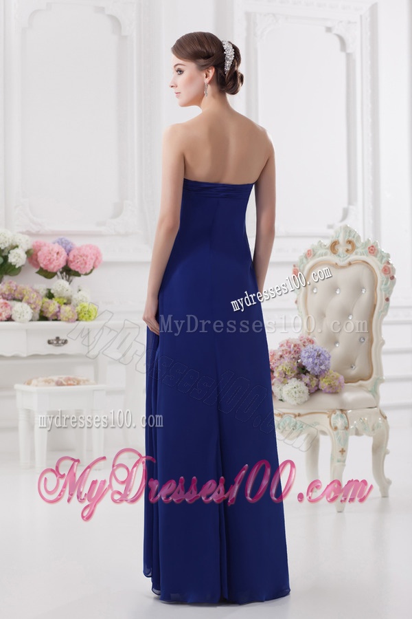 Sweetheart Dark Blue Appliques Floor-length Evening Dress