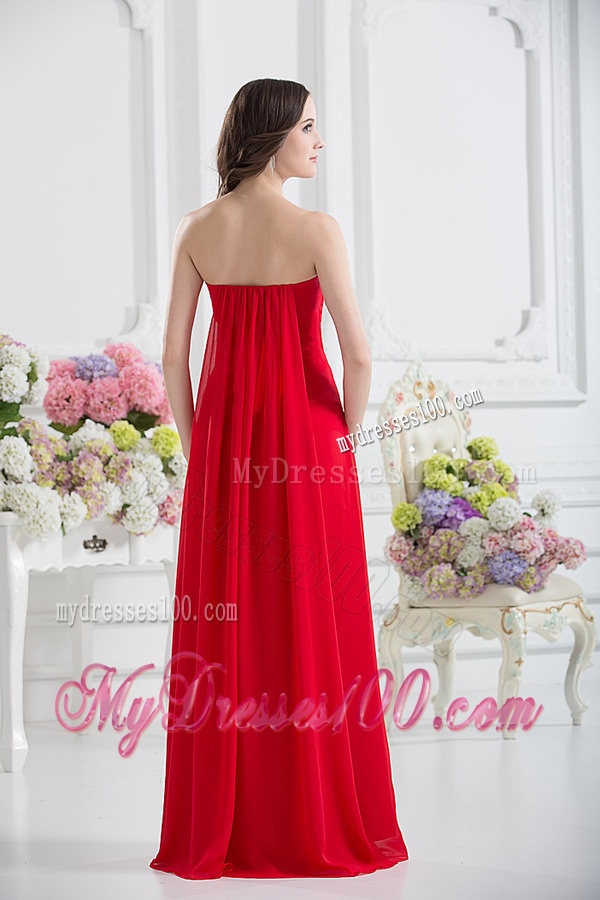 Sweetheart Empire Ruching Chiffon Evening Dress in Red
