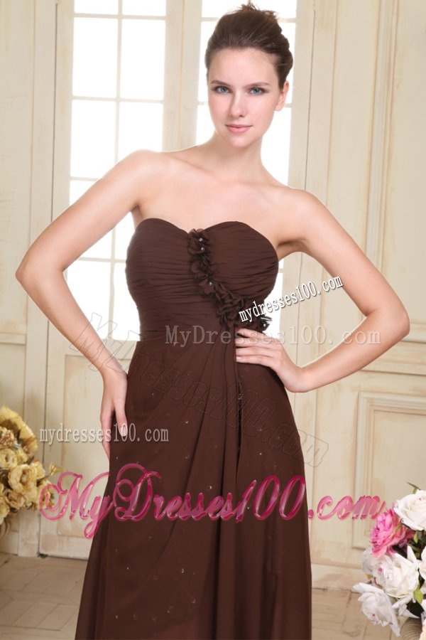 Sweetheart Hand Made Flowers Chiffon Evening Dress with Detachable Straps