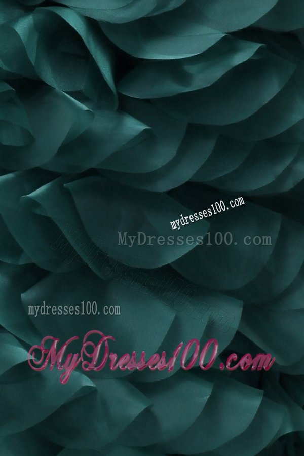 Turquoise Sequins and Ruffles A-line Tulle Evening Dress