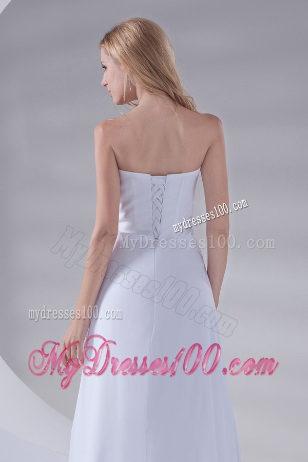 White Sweetheart Appliques 2016 Evening Dress with Brush Train