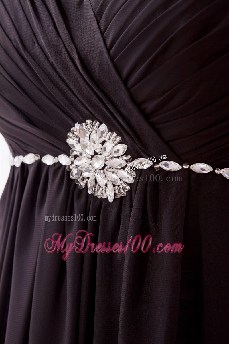 Black Sweetheart Rhinestones Decorated Trash Train Prom Evening Dress