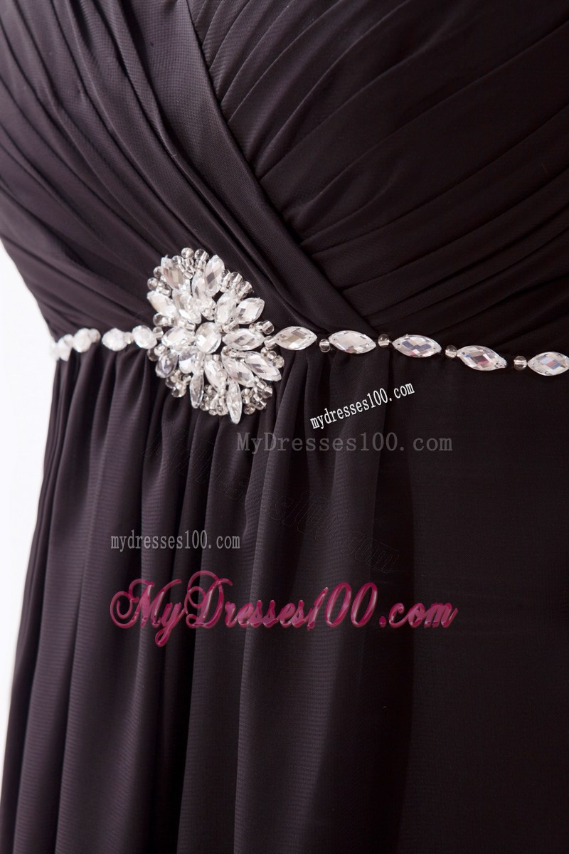 Black Sweetheart Rhinestones Decorated Trash Train Prom Evening Dress