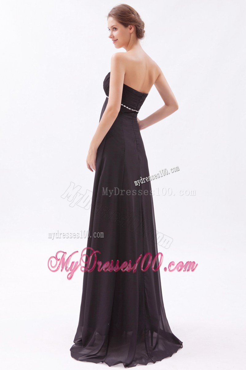 Black Sweetheart Rhinestones Decorated Trash Train Prom Evening Dress