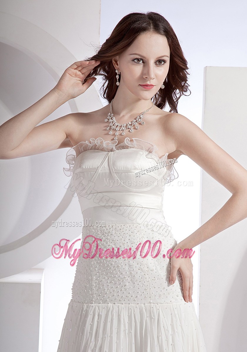 Strapless Beading Decorated Bodice 2013 Prom Evening Dress with Ruche