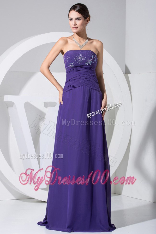 Simple Beading and Ruche Decorated Bodice For Purple 2013 Prom Dress