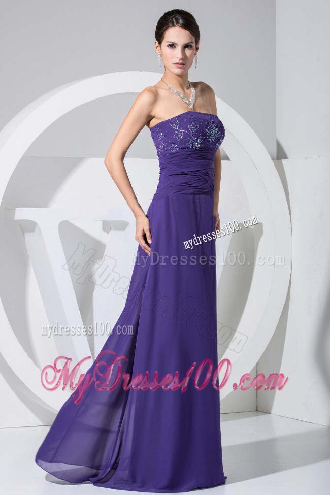 Simple Beading and Ruche Decorated Bodice For Purple 2013 Prom Dress