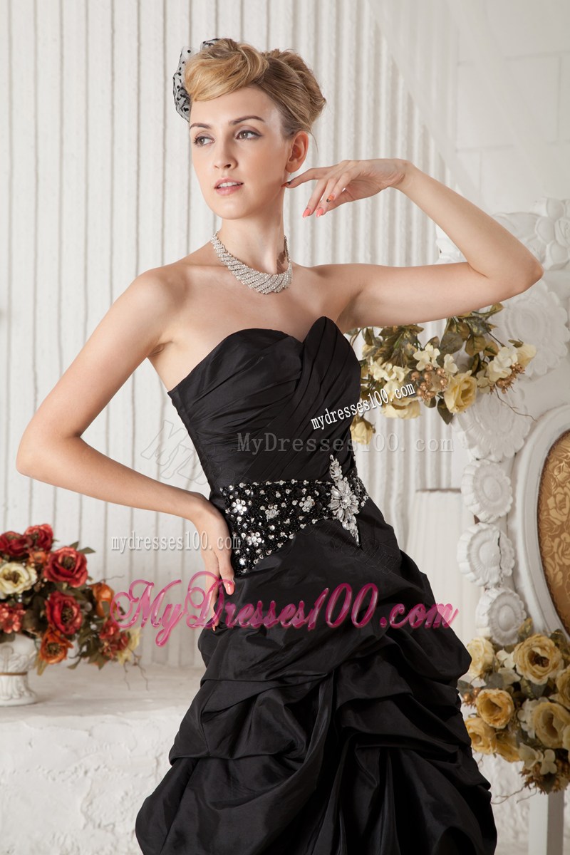 Black and Zebra A-line Sweetheart High-Low Prom Dress with Pick-Ups