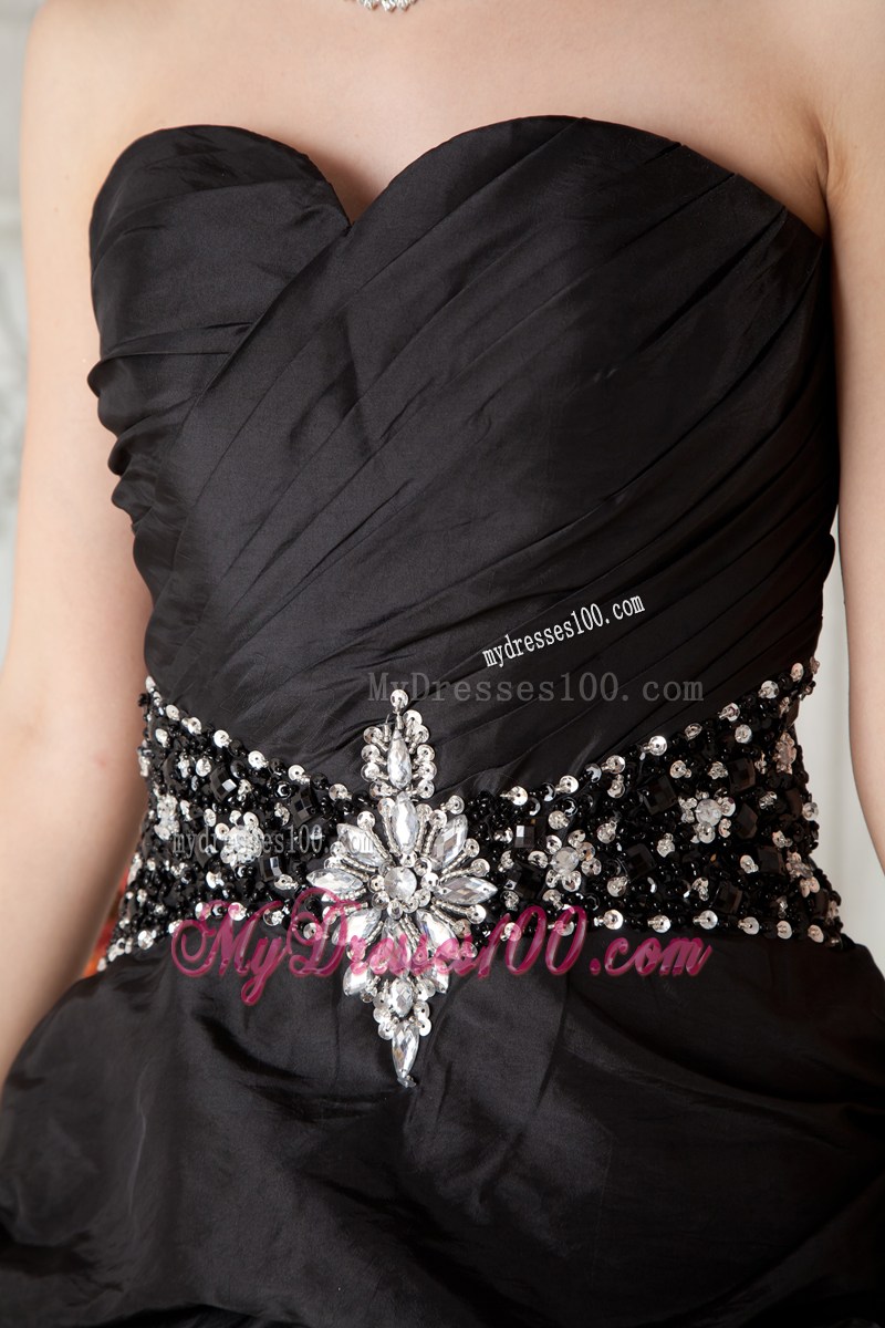 Black and Zebra A-line Sweetheart High-Low Prom Dress with Pick-Ups