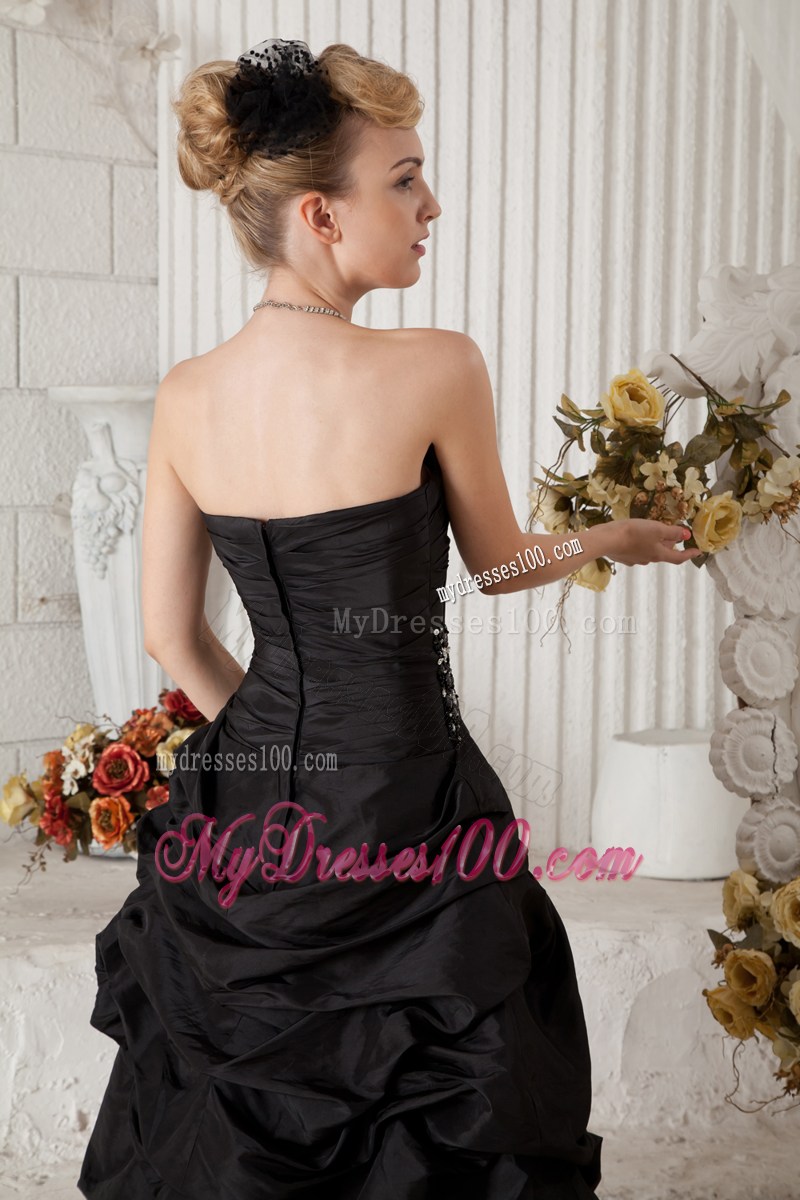 Black and Zebra A-line Sweetheart High-Low Prom Dress with Pick-Ups