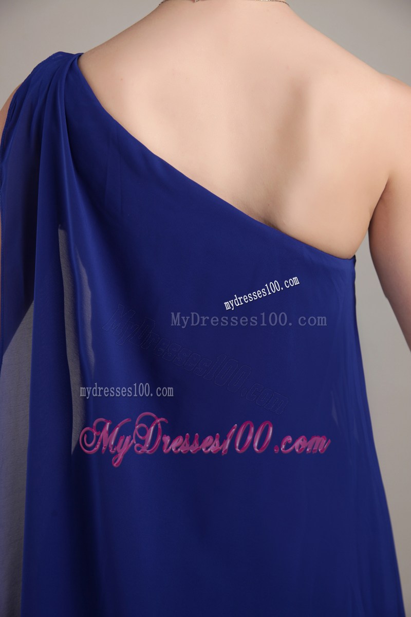 Flounced One Shoulder Blue Dresses for Prom of Floor-length