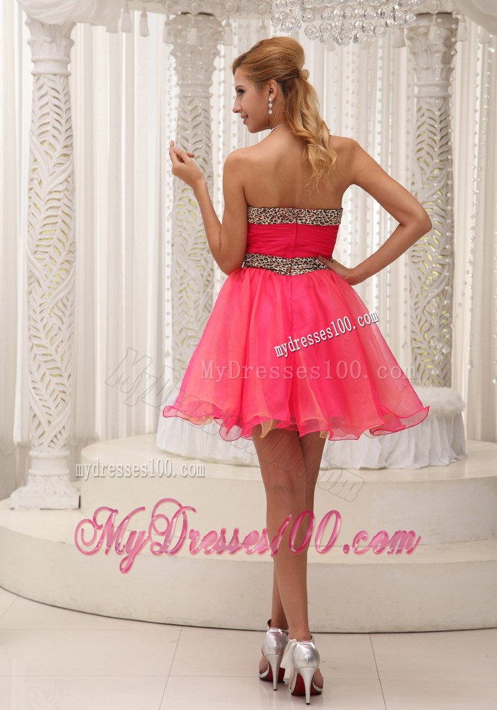 Sweetheart Ruched Bodice For Lovely Prom Dresses in Leopard Coral Red