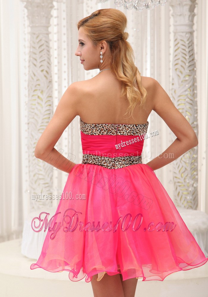 Sweetheart Ruched Bodice For Lovely Prom Dresses in Leopard Coral Red