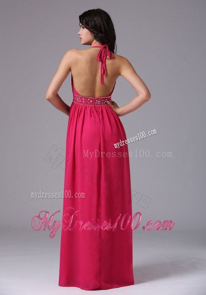 Coral Red Halter V-neck For 2013 Prom Evening Dress with Ruche