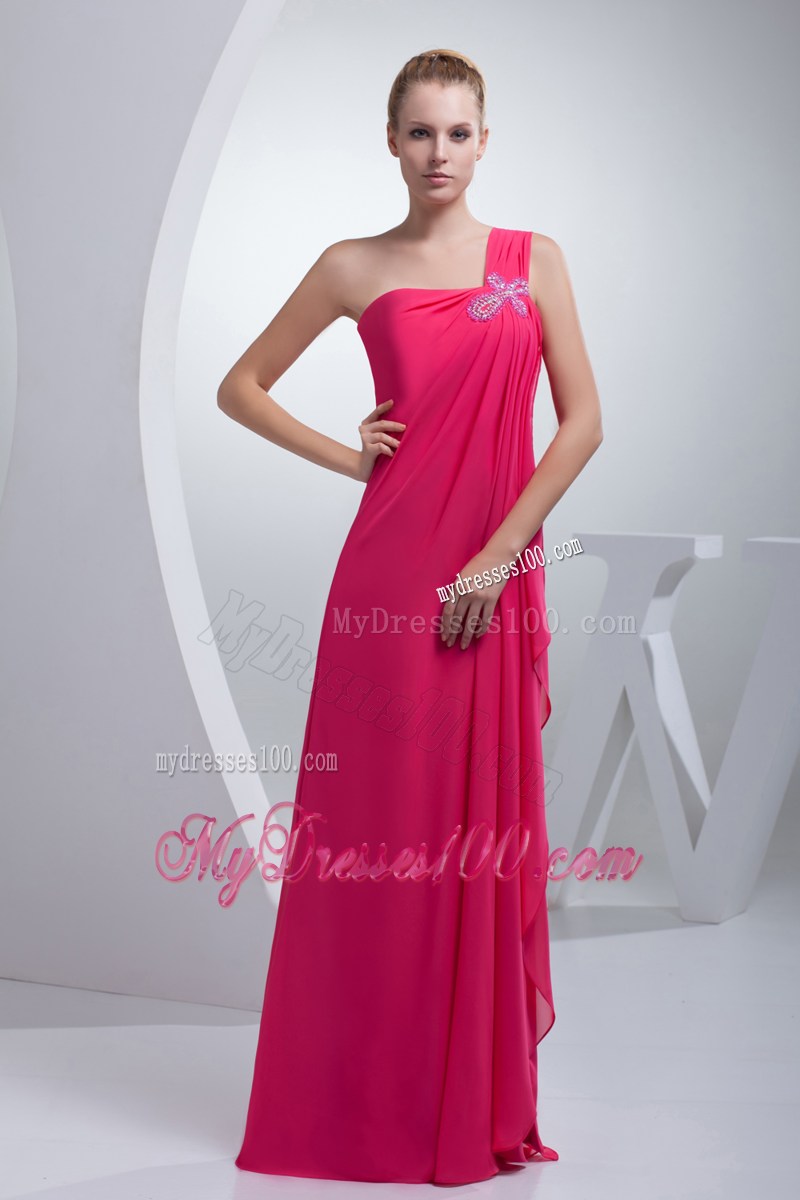 Appliqued Single Shoulder Side Slit Prom Dresses in Coral Red