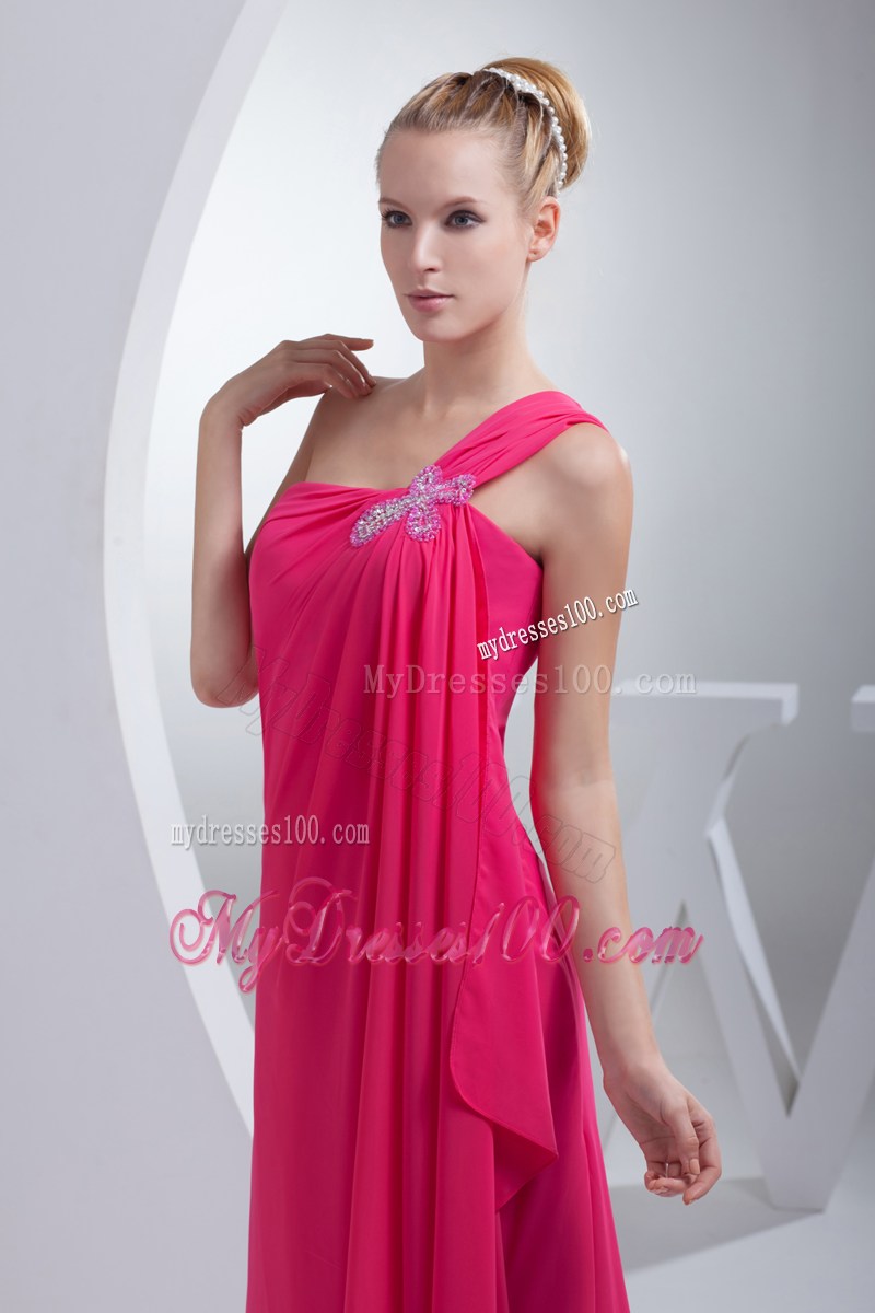 Appliqued Single Shoulder Side Slit Prom Dresses in Coral Red