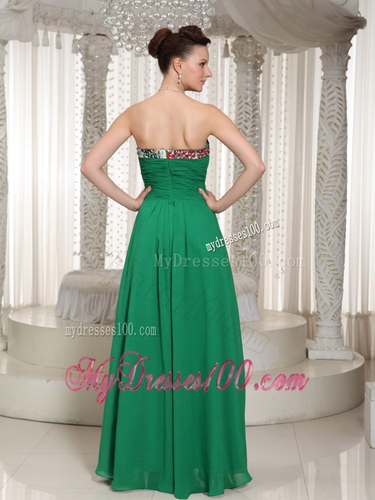 Green Sweetheart Custom Made Chiffon Prom Dress with Ruche and Beading
