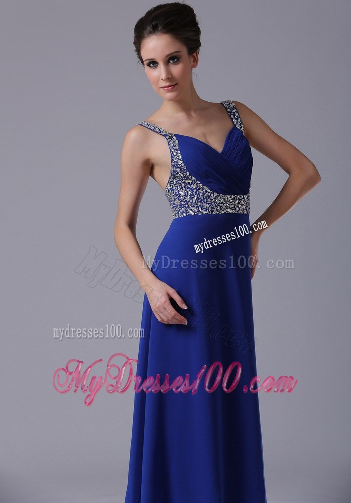 Sweetheart Straps Royal Blue Floor-length Prom Dress with Beading