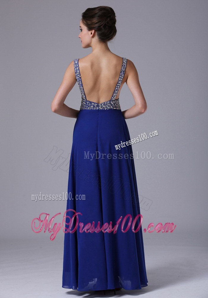 Sweetheart Straps Royal Blue Floor-length Prom Dress with Beading