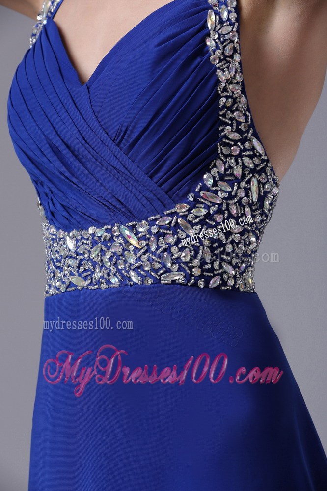 Sweetheart Straps Royal Blue Floor-length Prom Dress with Beading