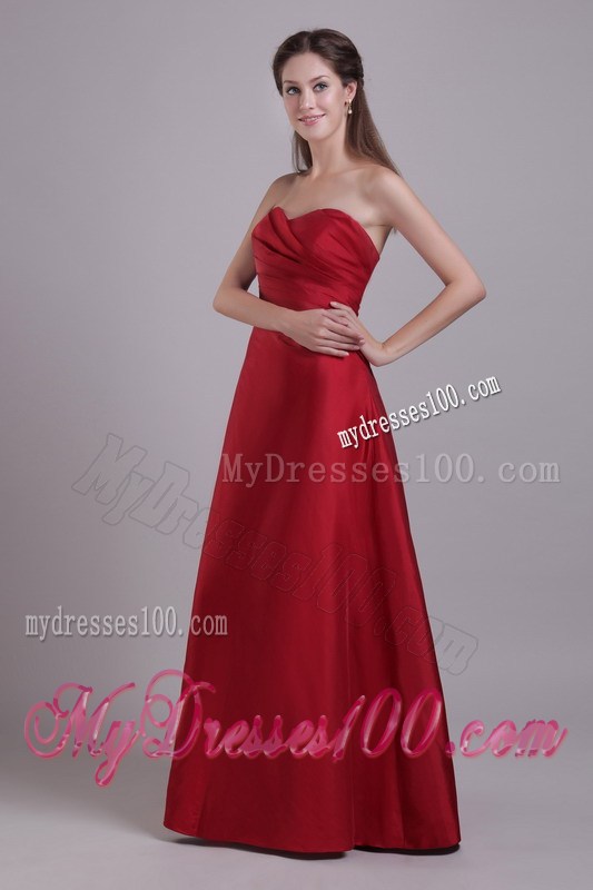 beautiful Ruched Sweetheart Floor-length Prom Dresses in Wine Red