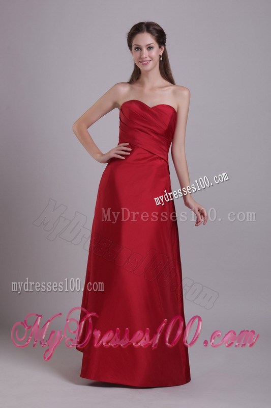 beautiful Ruched Sweetheart Floor-length Prom Dresses in Wine Red