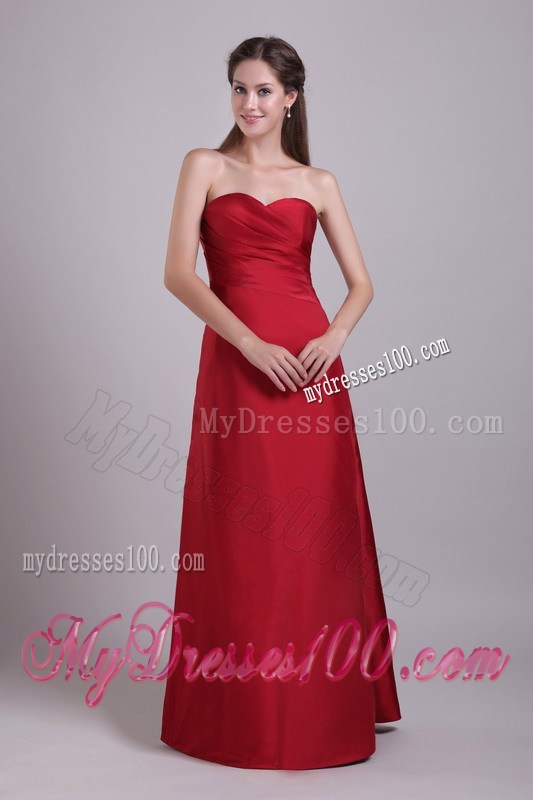 beautiful Ruched Sweetheart Floor-length Prom Dresses in Wine Red