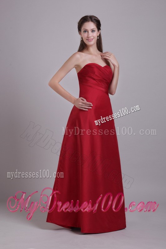 beautiful Ruched Sweetheart Floor-length Prom Dresses in Wine Red