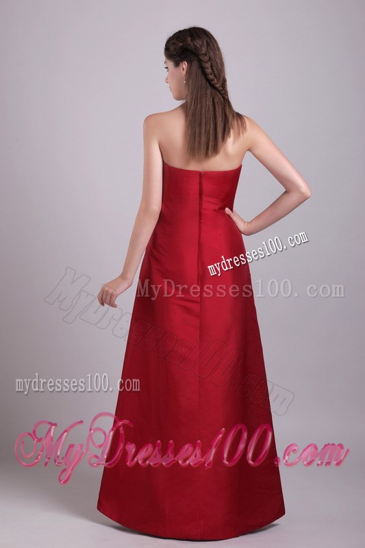 beautiful Ruched Sweetheart Floor-length Prom Dresses in Wine Red