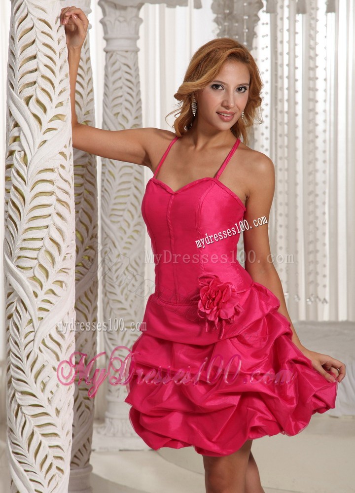 Spaghetti Straps Pro Gown with Hand Made Flower Cute and Pick-Ups