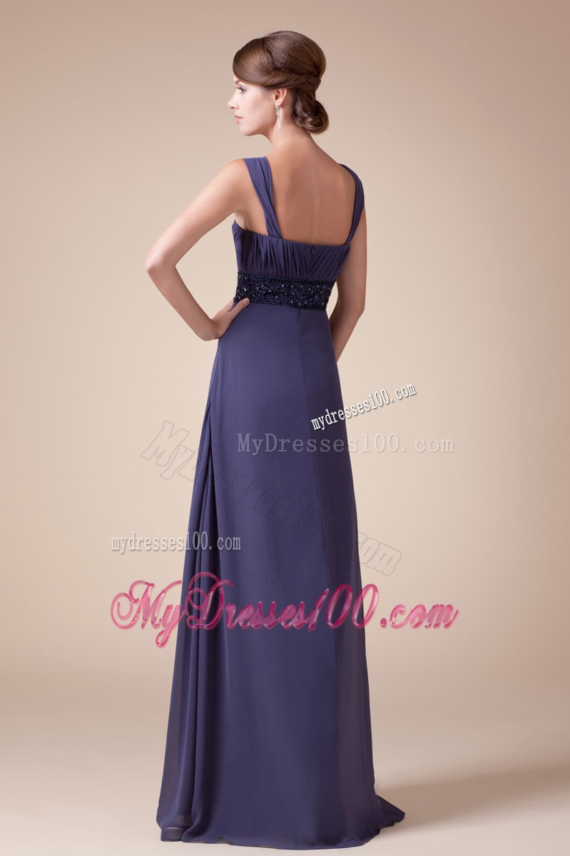 Dark Purple Empire Square Chiffon Prom Dresses of Floor-length