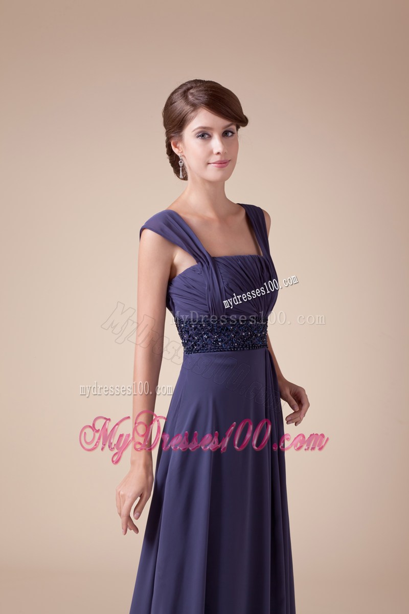 Dark Purple Empire Square Chiffon Prom Dresses of Floor-length