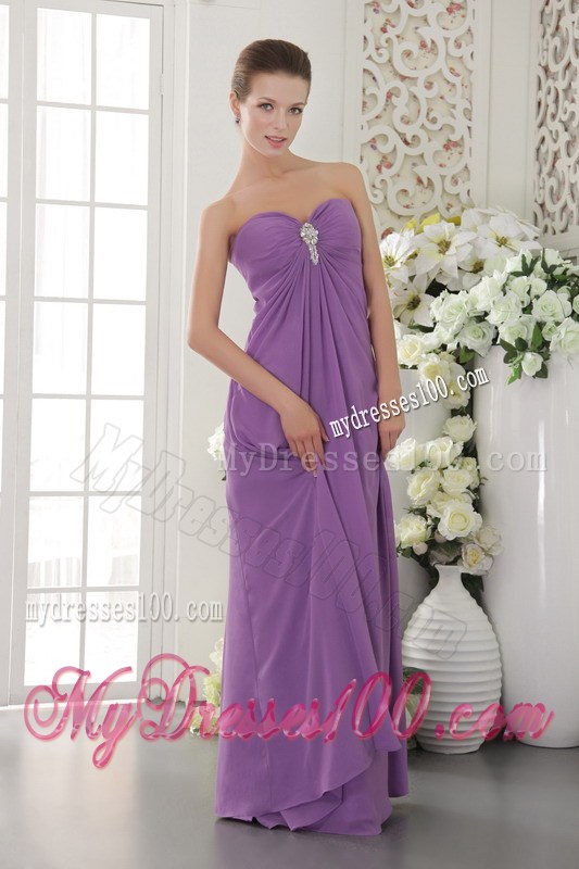 Beaded Sweetheart Prom Dress in Lavender Chiffon of Floor-length