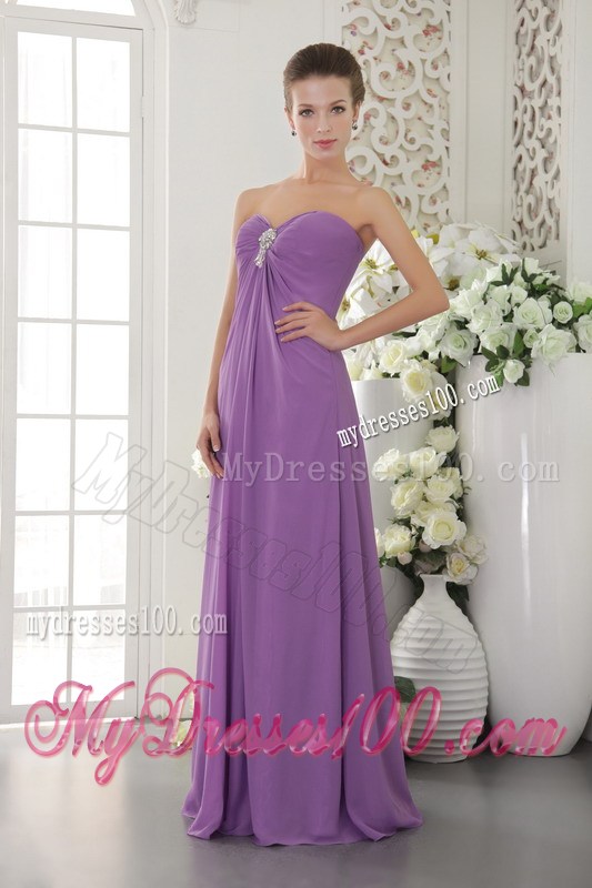 Beaded Sweetheart Prom Dress in Lavender Chiffon of Floor-length