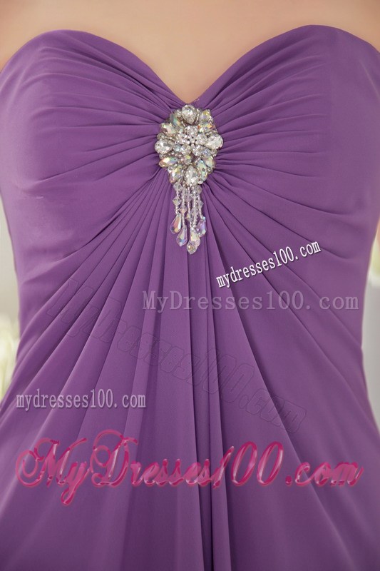 Beaded Sweetheart Prom Dress in Lavender Chiffon of Floor-length