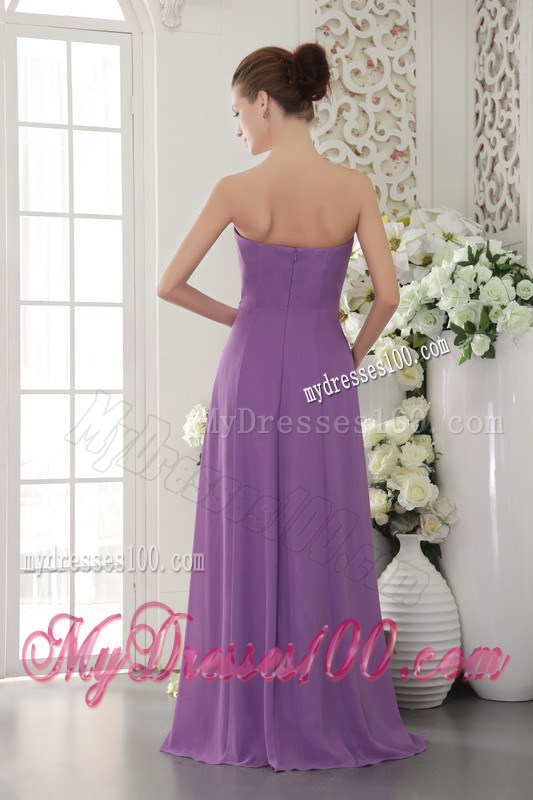 Beaded Sweetheart Prom Dress in Lavender Chiffon of Floor-length