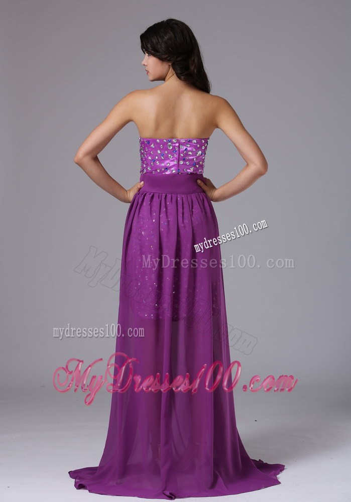 Detachable High-Low and Rhinestones Decorated Prom Gown Dress