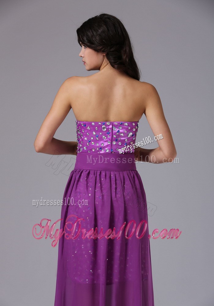 Detachable High-Low and Rhinestones Decorated Prom Gown Dress