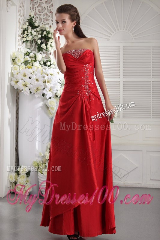 Beading and Ruches Decorate On Long Criss-cross Prom Dress in Wine Red