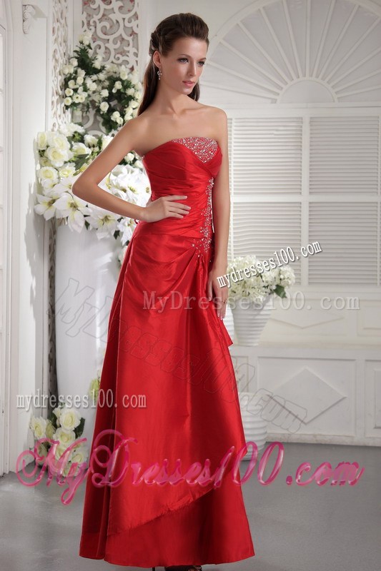 Beading and Ruches Decorate On Long Criss-cross Prom Dress in Wine Red
