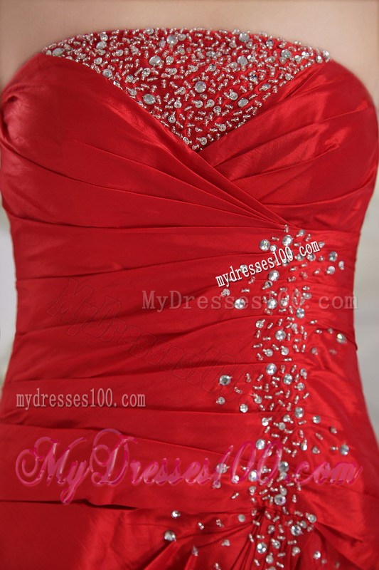 Beading and Ruches Decorate On Long Criss-cross Prom Dress in Wine Red