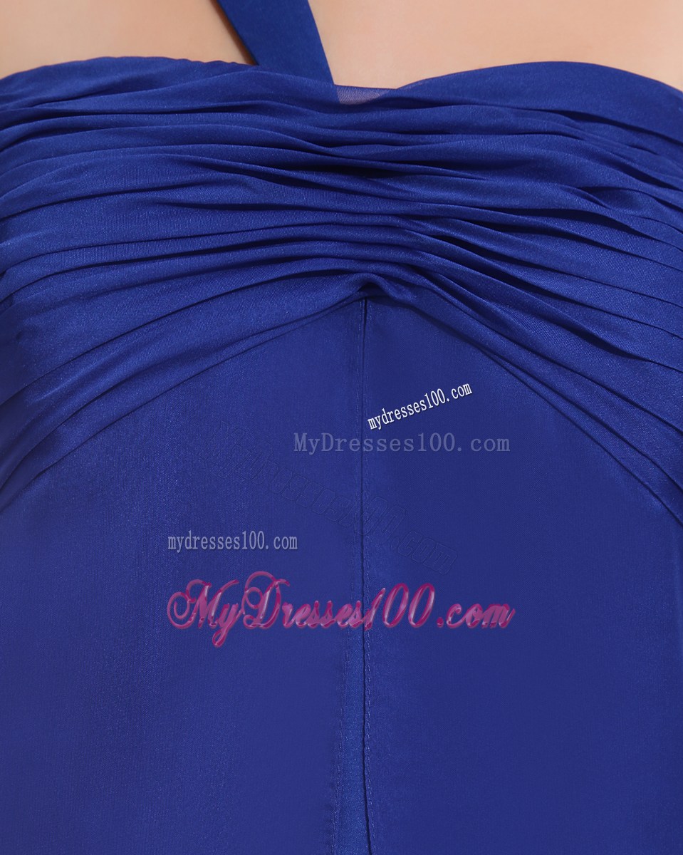 One Shoulder Taffeta and Chiffon Long Prom Dress in Royal Blue