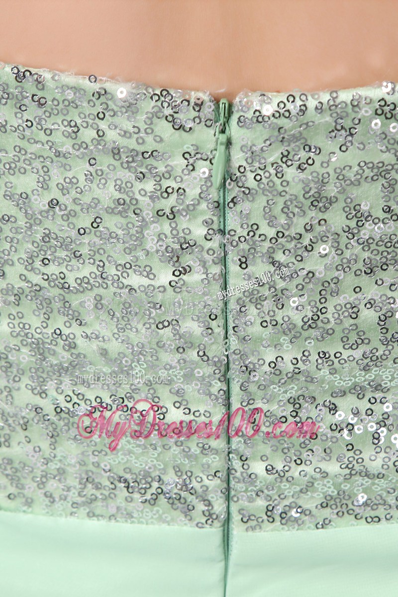 Mini-length Apple Green Sweetheart Decorated Prom Dress with Sequins