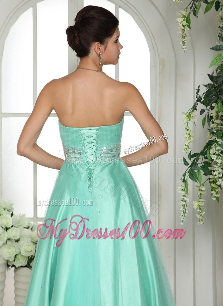 Apple Green Sweetheart Beading and Rhinestones Decorated Prom Dress