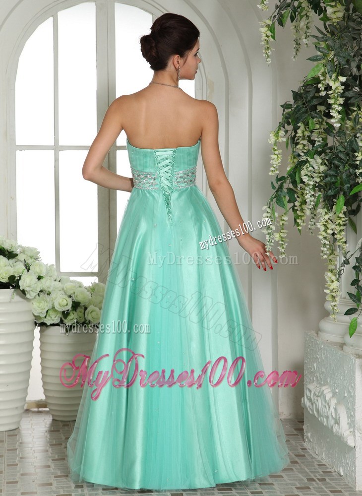 Apple Green Sweetheart Beading and Rhinestones Decorated Prom Dress