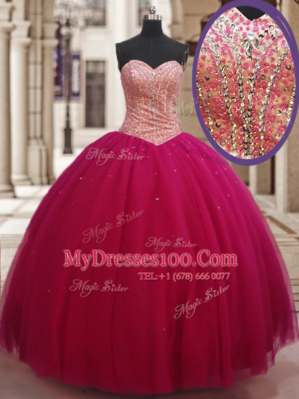 Sleeveless Beading Lace Up Quinceanera Dress