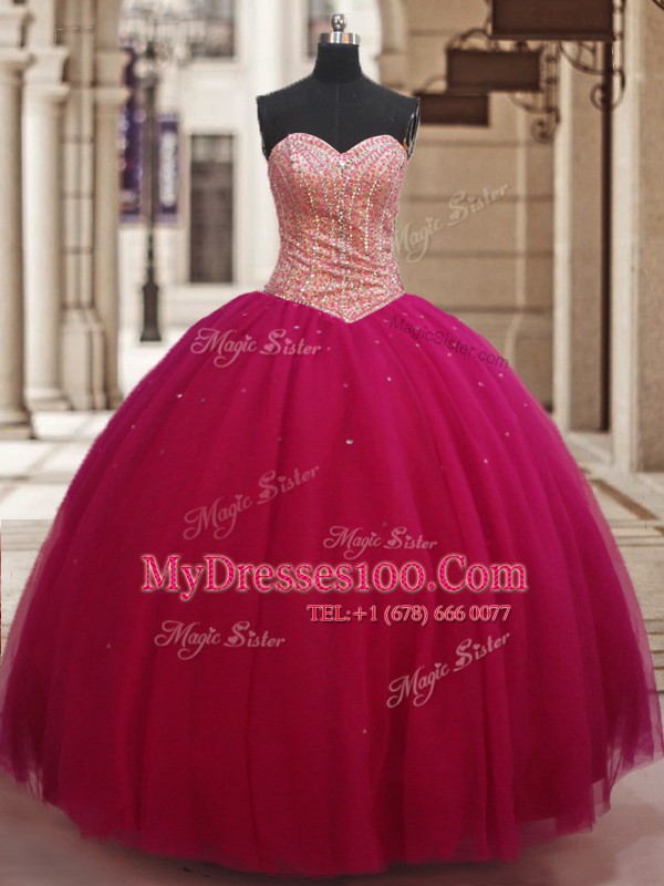 Sleeveless Beading Lace Up Quinceanera Dress