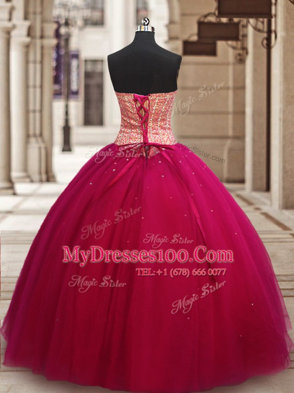 Sleeveless Beading Lace Up Quinceanera Dress